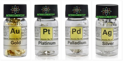 Palladium Metal, Platinum Metal, Silver Metal, Gold Metal Sample Foils Vials Set - Picture 3 of 5
