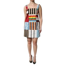 DOLCE & GABBANA Dress Multicolor Cotton Stripe Sleeveless IT40/US6/S 2180usd