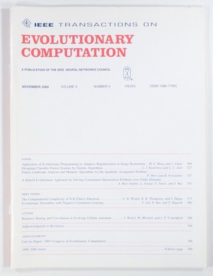 2000 Nov IEEE EVOLUTIONARY COMPUTATION genetic algorithms OPERATIONS RESEARCH