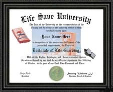 LIFEGUARD Lover's Doctorate Diploma / Degree Custom made & Designed for YOU