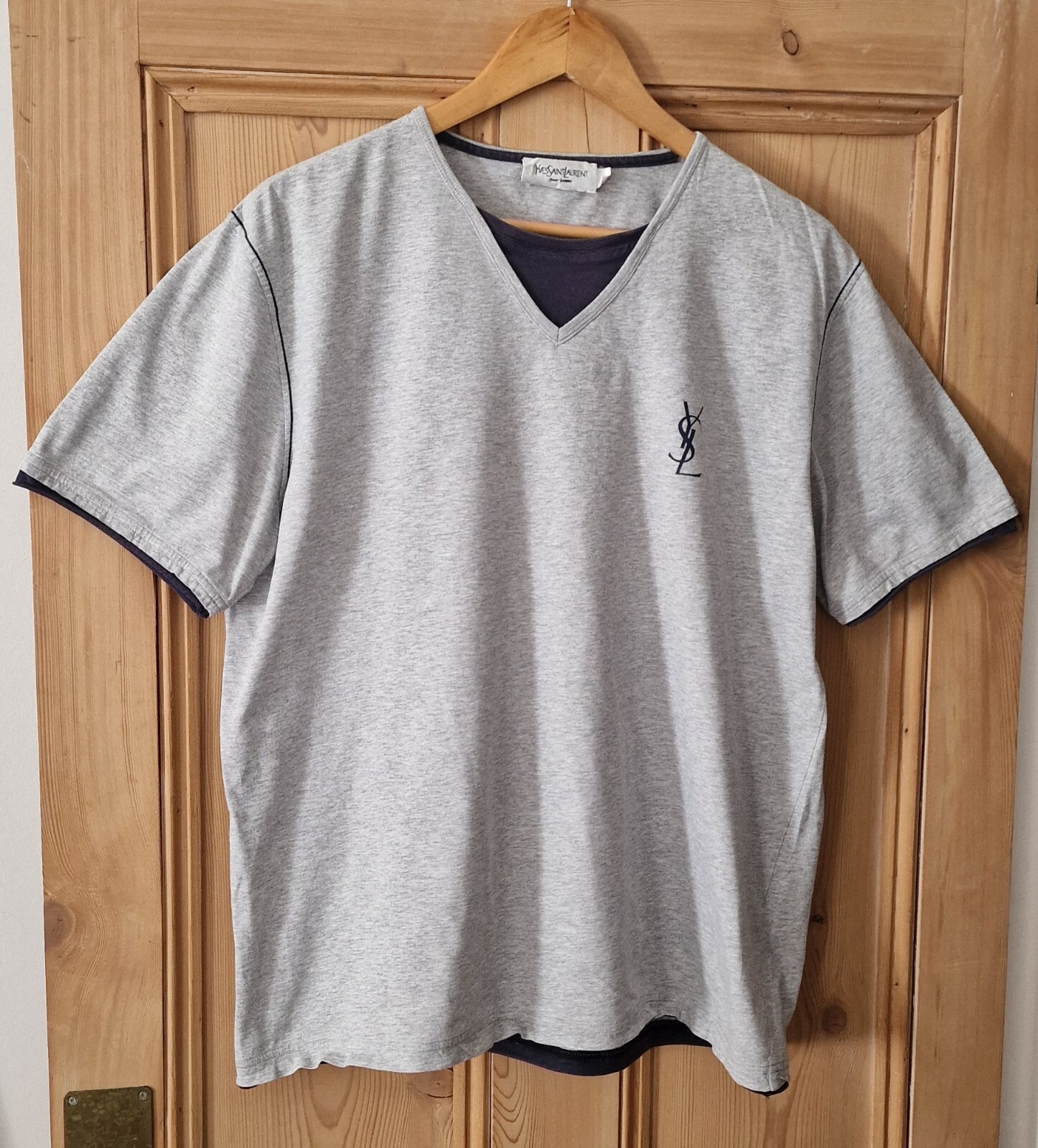 T shirt vintage YSL Yves Saint Laurent grigia taglia L