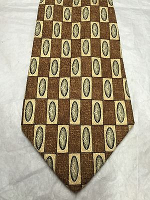 LANDS' END MENS TIE BROWN BEIGE GRAY 3.75 X 59