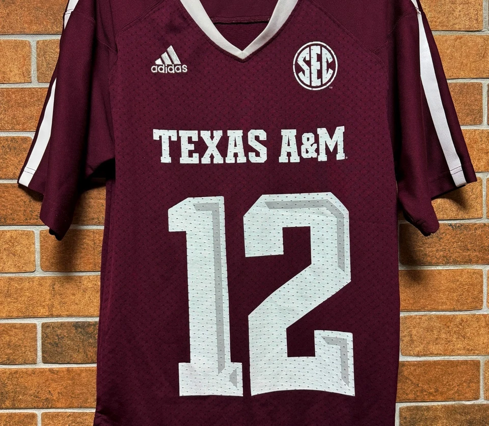 CAMISETA DE FÚTBOL ADIDAS TEXAS A&M AGGIES UNIVERSITY SEC #12 2012 NCAA TALLA S Foto 2 de 4
