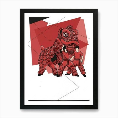 Löwentanz Kunstdruck gerahmt Wandbild Poster Leinwanddruck Bild
