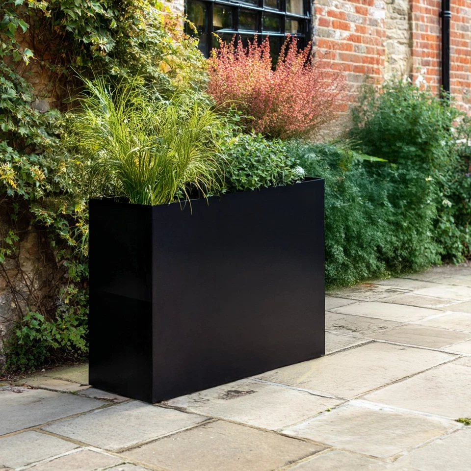 Metal Planter Garden Corten Steel or Black Plant Flower Bed Outdoor Trough Tub - Image 4 of 4