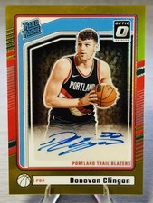 🔥🏀DONOVAN CLINGAN 2024-25 Donruss Optic Rated Rookie Gold Auto /10 BOOKEND🏀🔥
