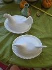 Vintage Milk Slag Glass Hen on Nest Covered Dish Indiana Glasses Candy Dishes