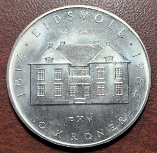 NORWAY 1964 10 Kroner EIDSVOLL Commemorative Silver Coin BU UNC .900 KM# 413