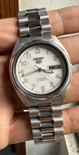 Seiko 5 Automatic 21 Jewels Japan made White Military Dial Watch For Mens
