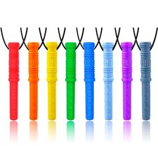 8 Pack Silicone Chew Necklaces Sensory Toys for Kids Autism ADHD Rainbow
