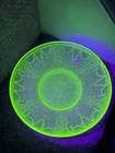 Uranium Green Depression Cameo/Ballerina Berry Bowl Large 8.50” W/ Rim Chip