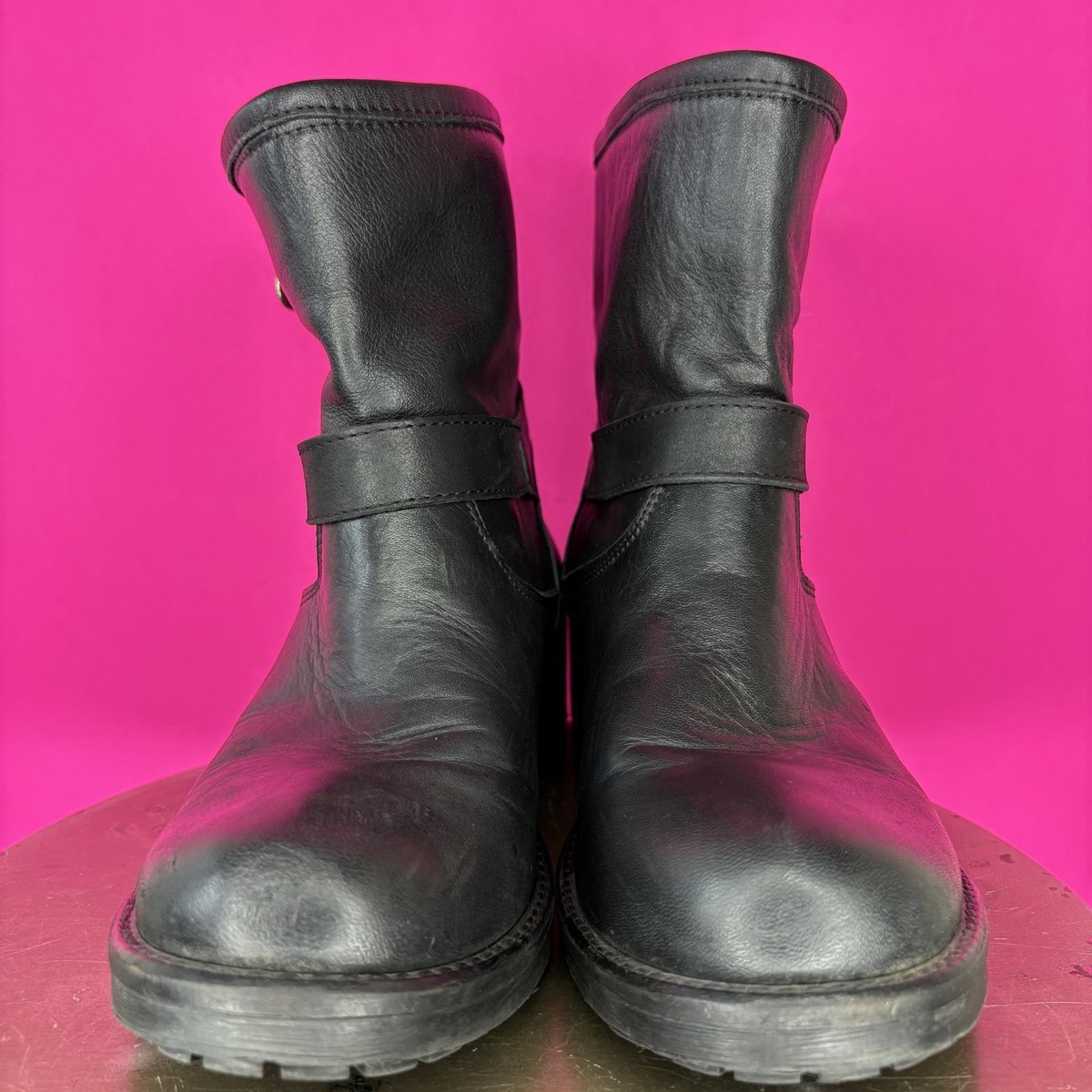 Hassan Black Leather High Ankle Moto Boot EU 40 US 9.5-10 View 2