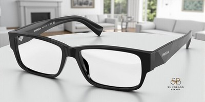 PRADA PR B09V 16K1O1 Black Demo Lens 55 mm Men's Eyeglasses