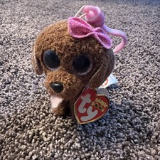 TY BEANIE BOOS Maddie the Dog Keychain With Tag & Sparkle Eyes