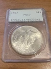1923 Peace Silver Dollar $1 PCGS Rattler MS63 EARLY SERIAL RATTLER! Ships Free!