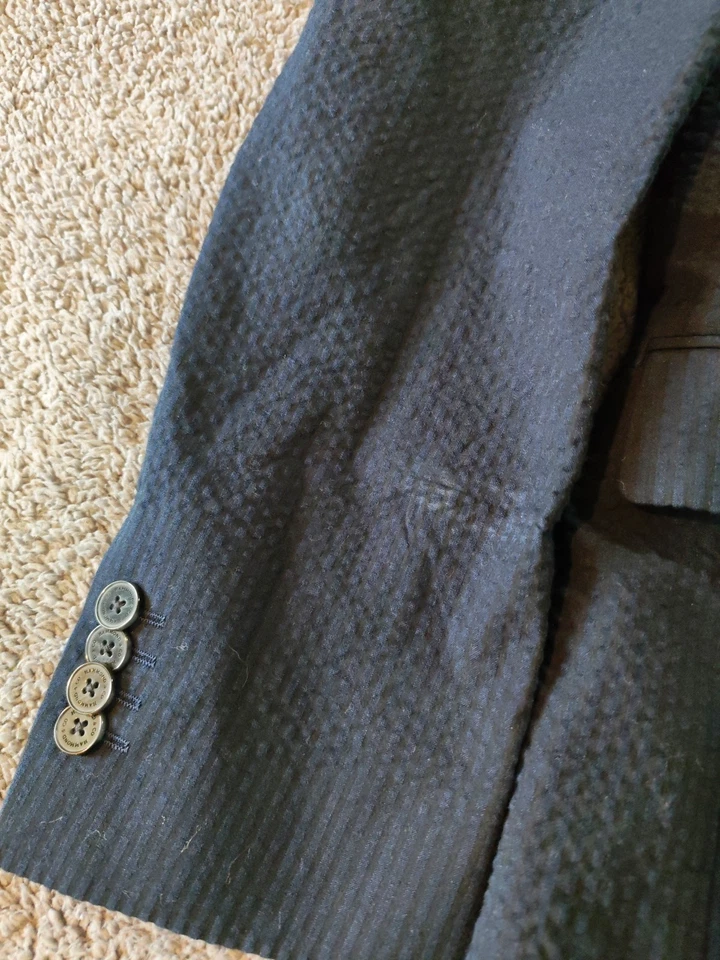 Chaqueta/abrigo Hammond & Co By Patrick Grant para hombre inteligente/mediano 38 azul marino Seersucker Foto 2 de 4