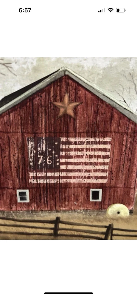 Art Print Flag Barn Framed Picture Billy Jacobs Dark Wood Frame - Imagem 2 de 4