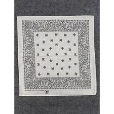 Vintage Wamcraft Paisley Bandana White Black Made in USA RN 14193 Cotton Blend