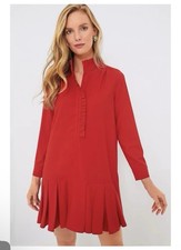 Tuckernuck Tate Dress Red Medium Box Pleats Preppy Old Money