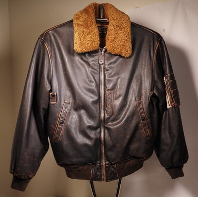 Schott NYC Type B-15A Leather Flight Jacket XL Complete w/ Genuine Sheepskin Col