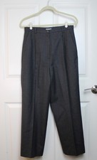 Women's VTG Brooks Bros Charcoal Grey 100 Wool Trousers High Waist Dressy Sz 10