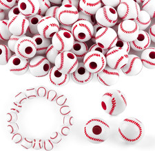 , 50 Pack Baseball Beads 12Mm for Sport Jewelry Making Necklace Bracelet Craft D