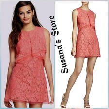 NWT BCBG MAXAZRIA SIZE S AMELIE DRAPED MESH TRIMMED SLEEVELESS FLORAL LACE DRESS