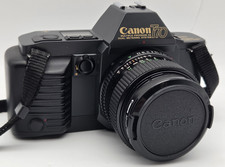 Vtg Canon T70 35mm Manual Slr Film Camera W 50mm Haze-1 Lens Power Tested Read