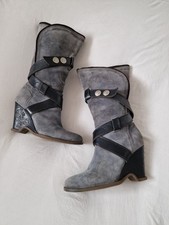 RARI stivali alti MISS SIXTY vintage anni 90 pelle UK 7 blocchi tacco retrò y2k zeppa🖤