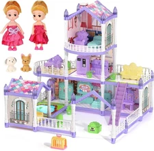 Barbie Dreamhouse Playhouse 4-Story 11 Rooms Doll House with 4 Dolls Toy Figures
