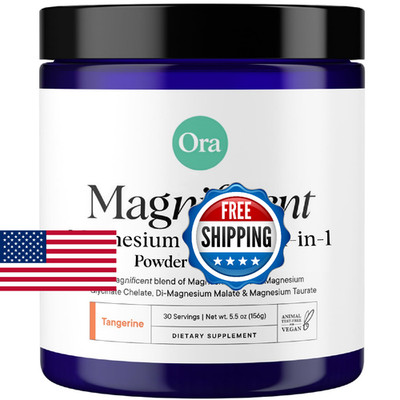 Ora Organic Magnesium Complex Powder Supplement - 4-in-1 Magnesium: Glycinate, T