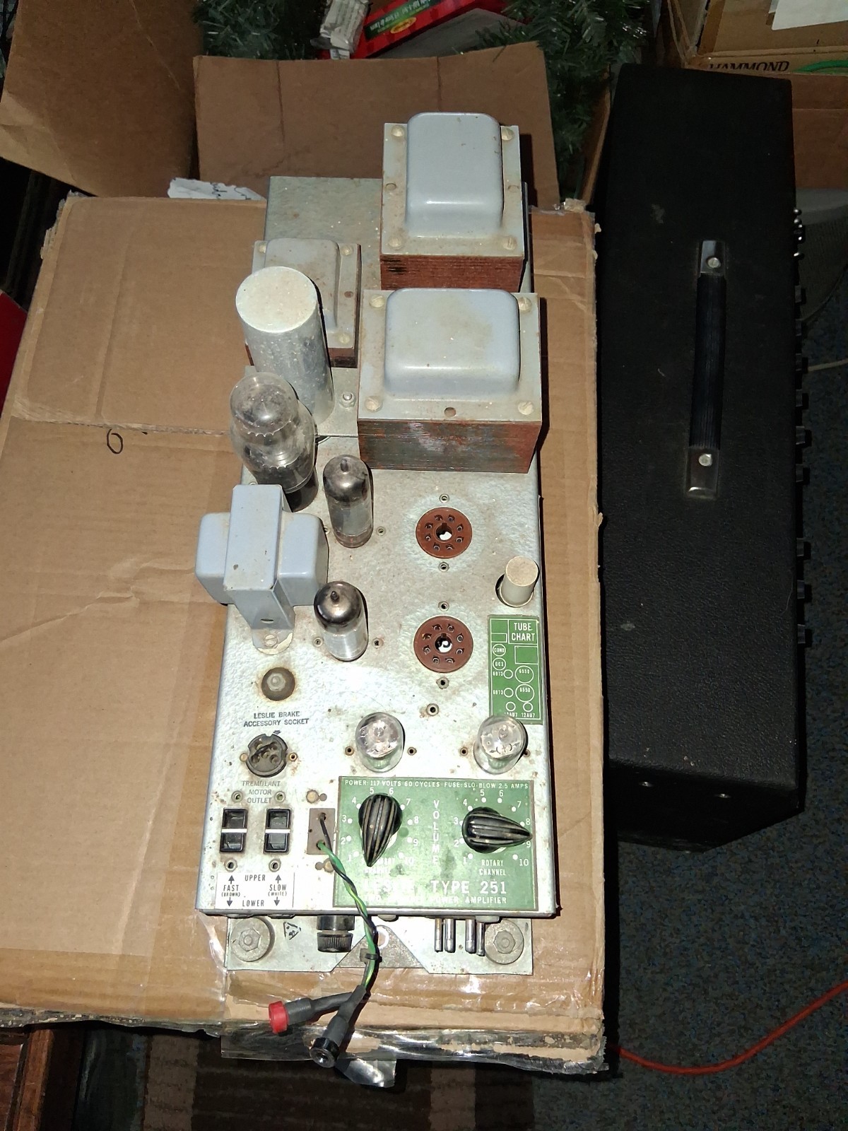 Leslie 251 amplifier.   Leslie 147.   Hammond