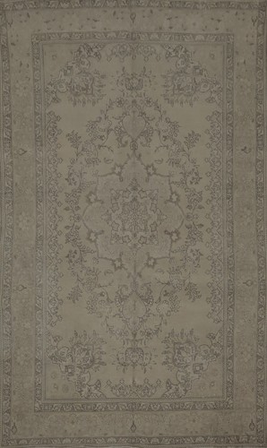 Distressed Muted Beige Area Rug 6x10 Wool Hand-made Traditional Vintage Carpet