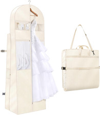 72 in Wedding Dress Garment Bag Luxury Plaid Dress Bag, Beige  Tri-Fold Bridal