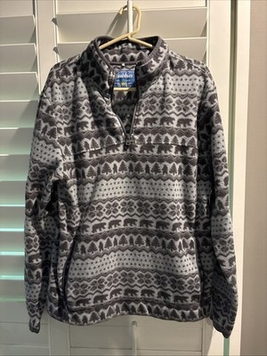Chubby s Men s Quarter Zip Blue And Gray Size Large Fleece