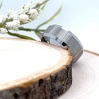 Silver Tungsten Carbide 9mm Ring High polished Geometric Pattern Unisex Band — photo 3