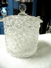 Vintage Fenton Daisy & Button Clear Glass Ice Bucket/ Candy Jar With Lid