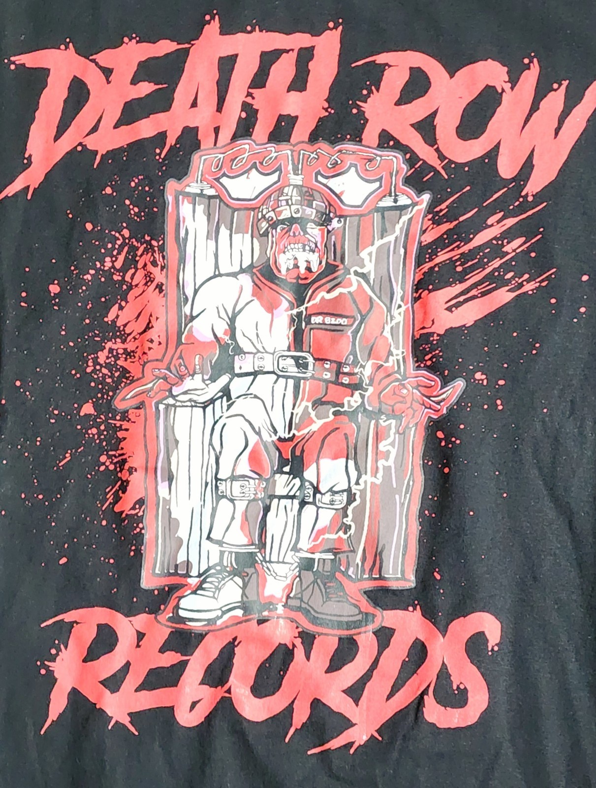 FILA Death Row Records T Shirt Uomo Taglia Large Sedia Elettrica Detenuto Hip Hop Rap Tee
