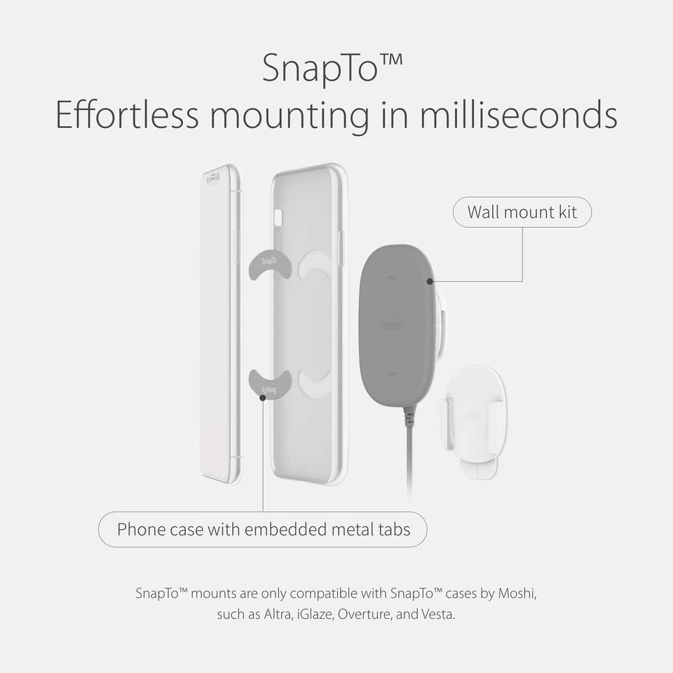 SnapTo Magnético Montaje en Pared Carga Inalámbrica Certificado Qi [Solo Compatible con... Foto 2 de 4