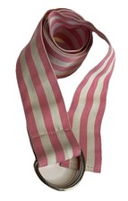 Pink  White Striped Kids Double-D Ring Belt Approx. 41  not including buckle 