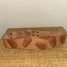 Vintage Double Buckle Tooled Skull Leather Wide Belt Goth Grunge Western Brown