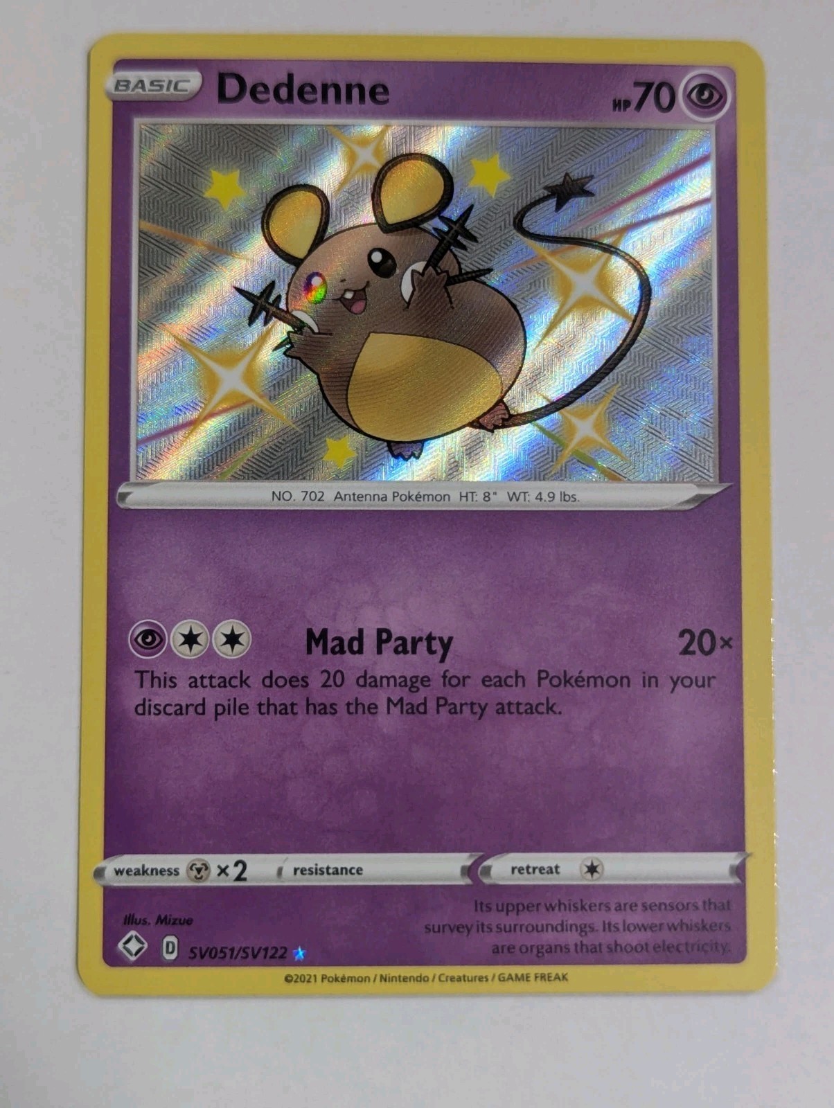 Dedenne SV051/SV122 SWSH: Shining Fates Shiny Vault Pokemon TCG - NM