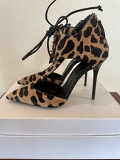 Giuseppe Zanotti Frida Leopard Cheetah Print Lace-Up Heels Size 38 New Unused