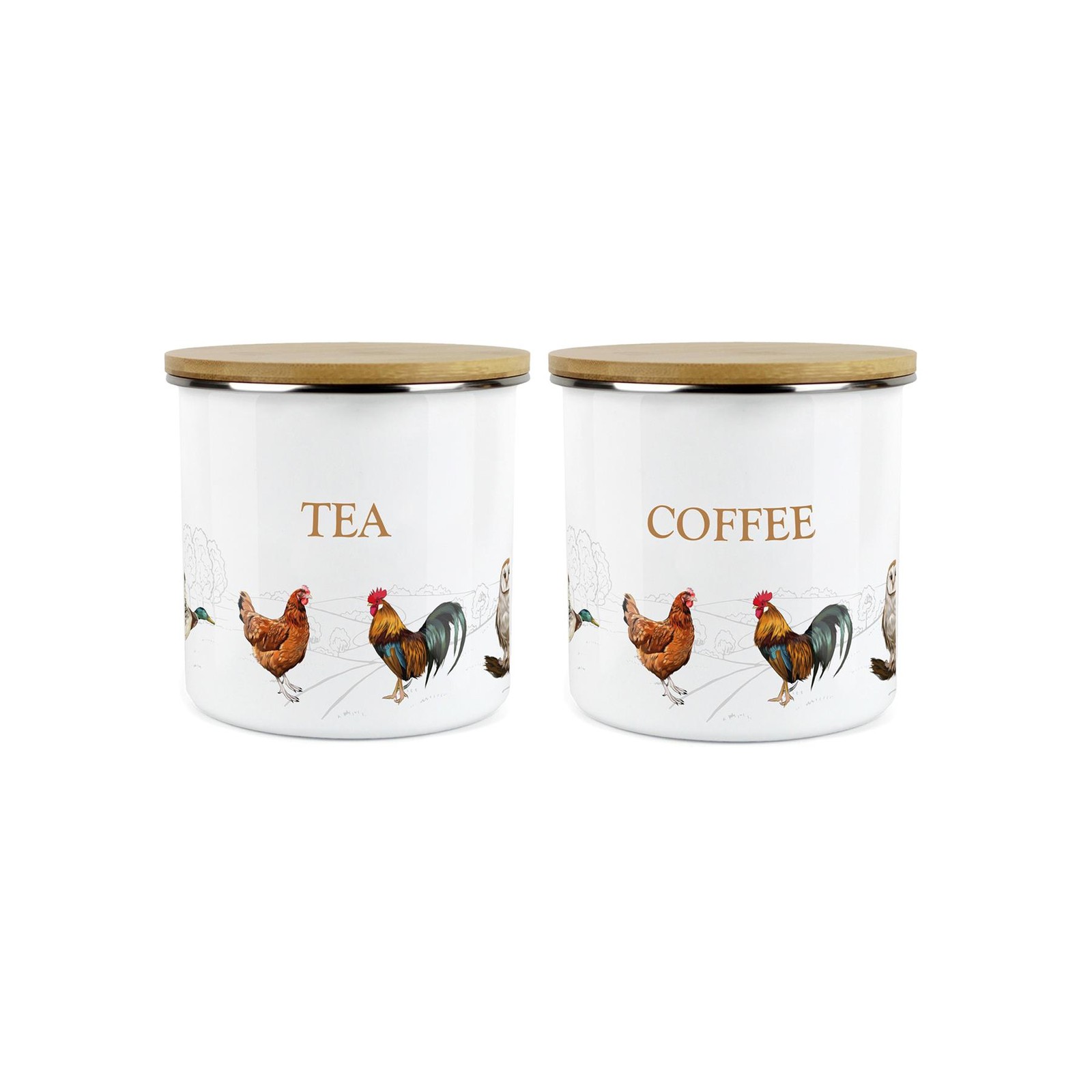 Country Farm Tea & Coffee Canisters - Countryside Animals Storage Jars Set