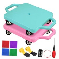 2 Pcs Sports Scooter Board with Handles,Sitting Scooter Board for Blue,Pink