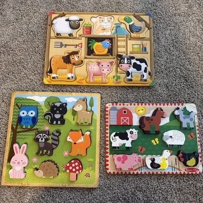 3 Wooden Puzzles Melissa & Doug And Learning Journey International