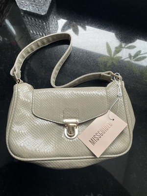 Missguided Schultertasche neu mit Etikett   Snake Optik beige   Gold Details