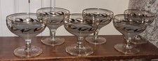 Set Of 6 Vintage Champagne Coupe Glasses  Gold Rim  Half Frosted