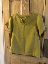 Toast Shirt 100% Linen Blouse Size S- Dark Mustard Short Sleeve Top- NWOT