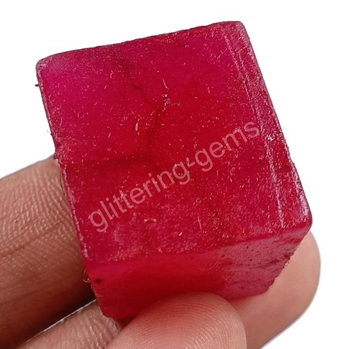 130.5 Ct Natural Red Ruby Cube Rough Dyed IGL Certified Loose Gemstone M25 - Picture 8 of 9